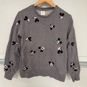 Disney Gray Crewneck Sweater with Mickey Mouse Design